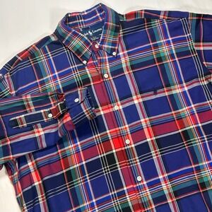 Polo Ralph Lauren Blake Mens Medium Plaid Button Down Shirt Blue Multi Cotton